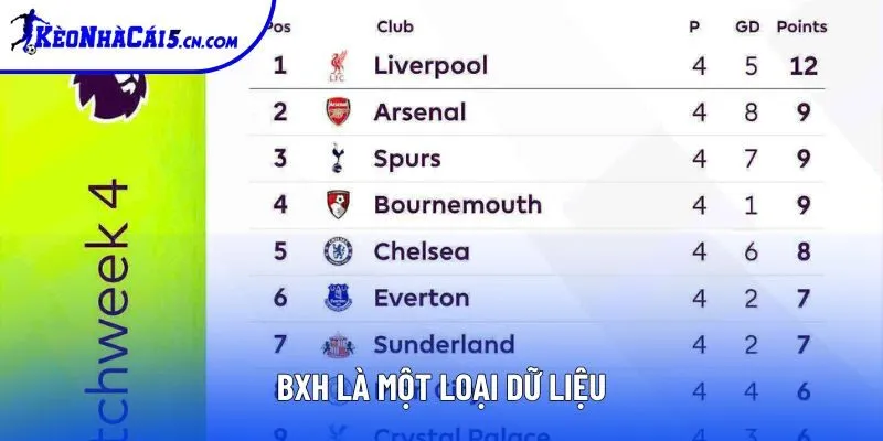 Bảng xếp hạng bóng đá là loại dữ liệu được các fan quan tâm hàng đầu