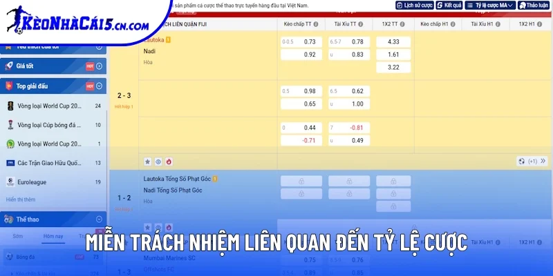 Miễn trách nhiệm liên quan đến tỷ lệ cược Miễn trách nhiệm liên quan đến tỷ lệ cược